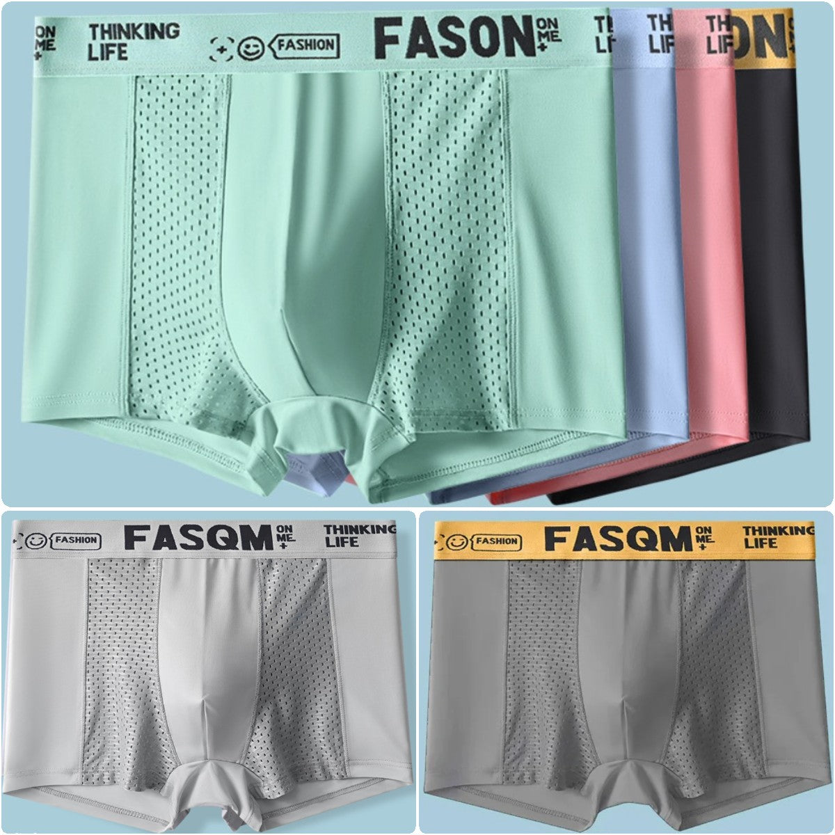 💥🛒【Balíček 6 kusů】💖🩲【L-4XL】2025 Letní pánské prodyšné síťované boxerky z ledového hedvábí – 5A Antibakteriální