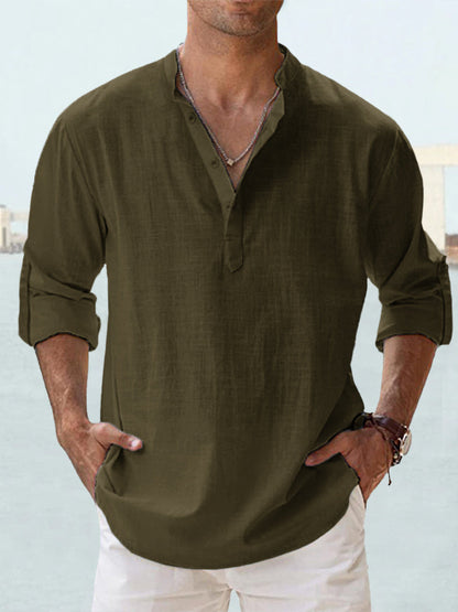 👔🎽【– 50% kedvezmény 🔥】【S–5XL】Laza és légáteresztő férfi pamut-len ingek nagy méretben, 12 színben