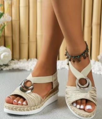 ✨👡【Sleva 50 % 🔥】【36–43】Moderní sandály na vysoké platformě a klínku, ve větších velikostech, nový model s voděodolnou podrážkou