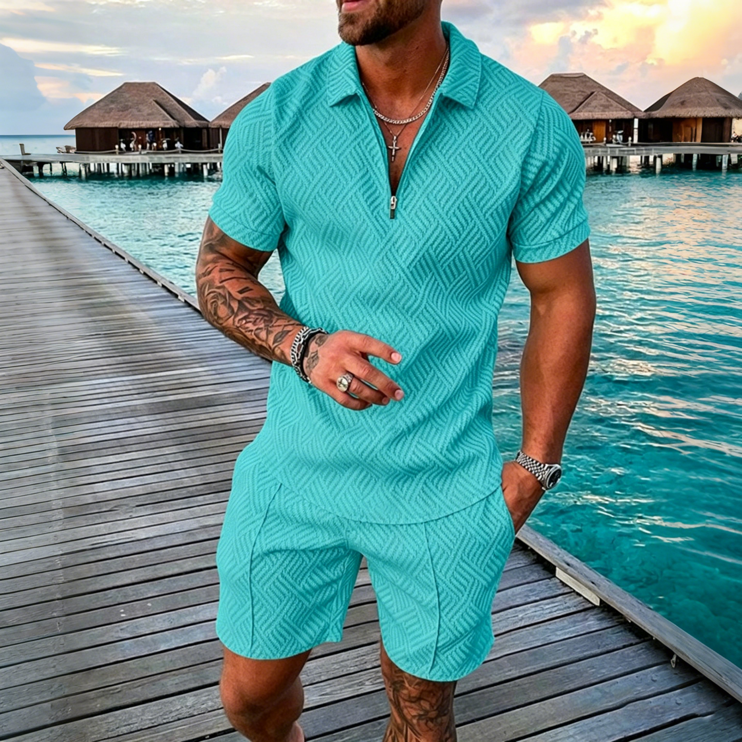 😎 50% popusta🔥【Majica + hlače】 (40-130 kg) Muški dnevni set polo majica s 3D printom i patentnim zatvaračem ✅️Plaćanje pouzećem ✅️2 artikla uz 70% popusta