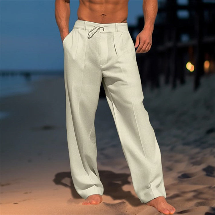 🏖️👖【Nyári akció – 50% kedvezmény 🔥】【S–3XL】😍 Laza férfi lenvászon nadrág nagy méretekben, kényelmes és légáteresztő
