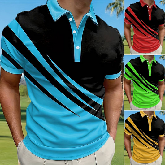 💥👔【Kup 1, a 2 dostaniesz gratis🔥】【S-6XL】😍 Duża męska nowa letnia koszulka polo w paski z nadrukiem 3D 