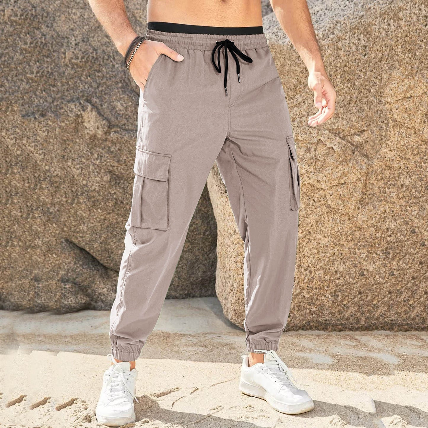 🌄👖【Sleva 50 % 🔥】【S–3XL】Pánské volnočasové pracovní kalhoty odolné proti opotřebení, ve větších velikostech, s elastickým pasem a šňůrkou
