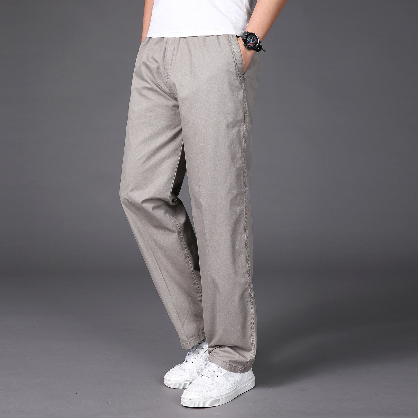 💥👖😍【50% zniżki🔥】【S-6XL】 Męskie spodnie letnie w dużych rozmiarach, szersze i luźne, z gumką w pasie 