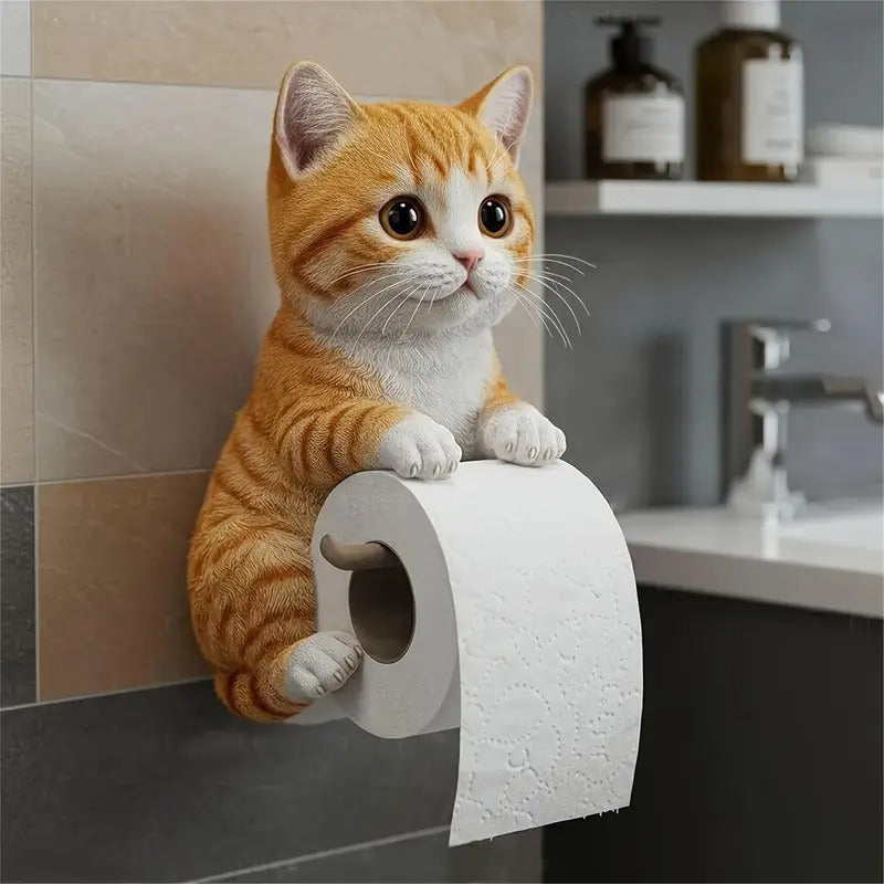 🐱【Az év forró kiárusítása】💥Aranyos macskás WC-papír tartó✨📦Ingyenes szállítás – raktáron