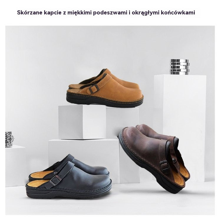 👞Płatność przy odbiorze✅【38-48】Kapcie wykonane z naturalnej skóry, miękka podeszwa, bardzo wygodne w noszeniu ✅️unisex