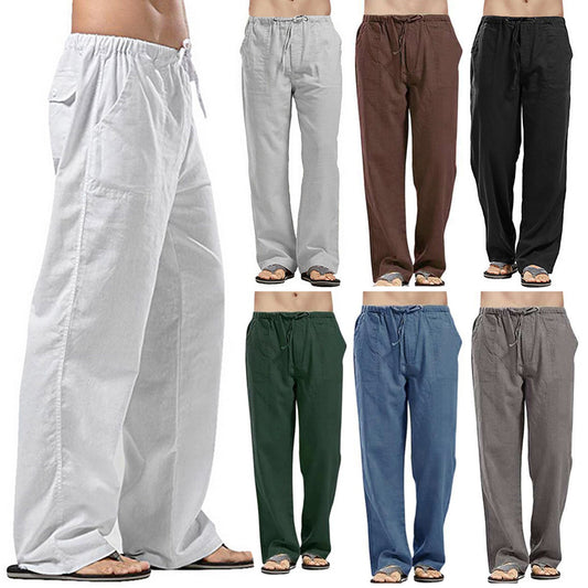 💥😎【50% kedvezmény 🔥】【S–5XL】🌈 Nagyméretű férfi szabadidőnadrág pamutból és lenből, 12 színben