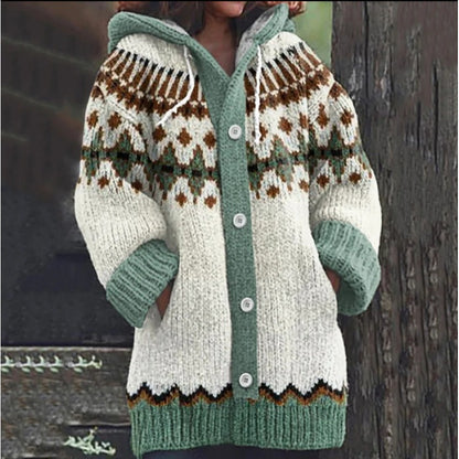 🔥🔥【S~5XL】✨Nová barevná pletená bunda s kapucí na podzim/zimu 2025