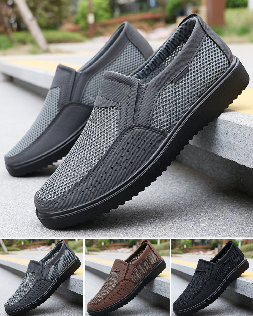 👟🍃【Sleva 50 % 🔥】【39–47】Letní pánské plátěné boty s prodyšným síťovaným designem, ve větších velikostech