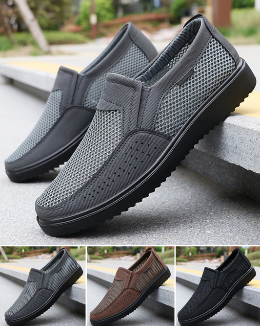 👟🍃【Sleva 50 % 🔥】【39–47】Letní pánské plátěné boty s prodyšným síťovaným designem, ve větších velikostech
