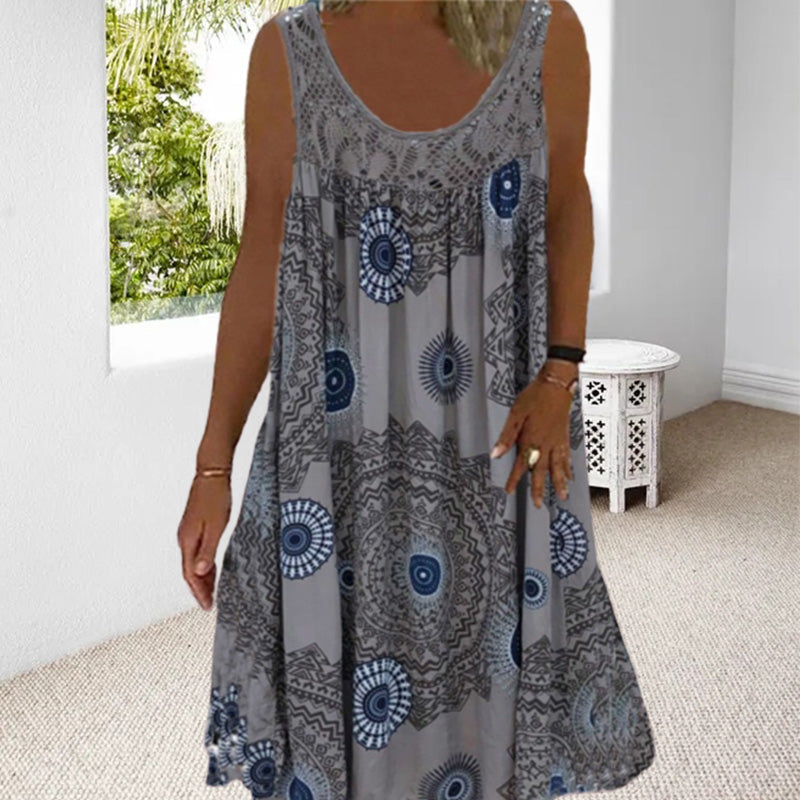 🌈🌴【Kup 1 a 1 zdarma🔥】【S-5XL】💋👗 Volné šaty bez rukávů s ramínky Volné šaty s potiskem pro větší velikosti, 9 barev
