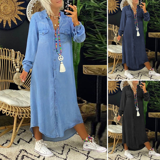 💥👘【50% reducere 🏆】【S-5XL】🔥2025 Noul model rochie de damă cu dimensiuni mari din denim