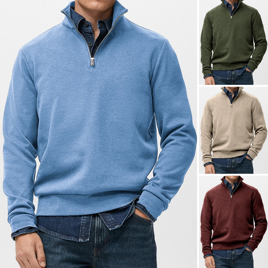 🔥👔【S-5XL】Nová pánská mikina s dlouhým rukávem, polovičním zipem a stojáčkem. Všestranná mikina ✅Dobírka