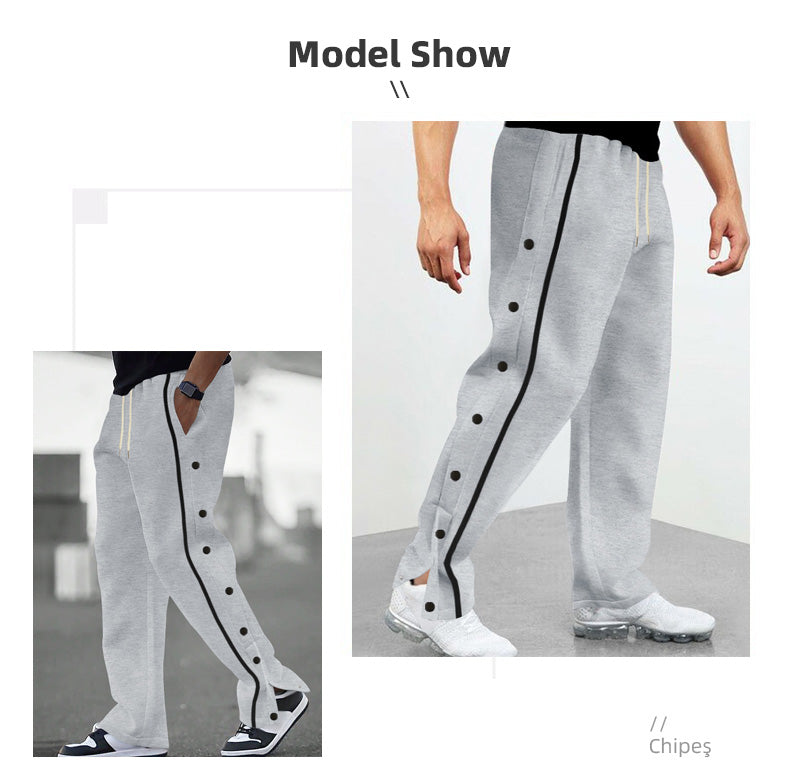 👖🔥Pánské sportovní volnočasové kalhoty s knoflíky, nové podzim 2025, rovné kalhoty se šňůrkou