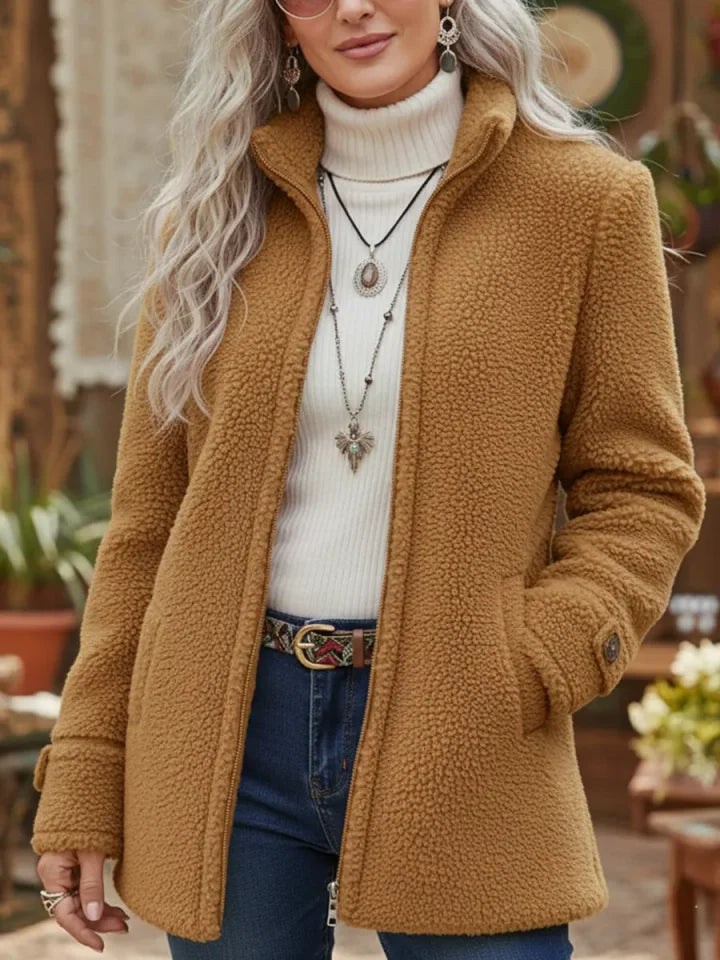 🛒Descuento -46%🔥【40-100kg】Chaqueta casual de lana para mujer con cremallera y forro polar