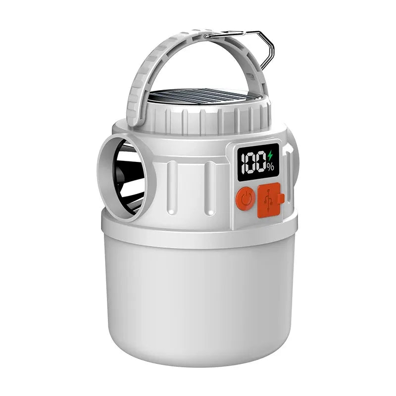 🎁Купете 1, вземете 1 безплатно 🎁🏕️🌞Многофункционална слънчева акумулаторна LED къмпинг лампа с цифров дисплей за аварийна употреба на открито