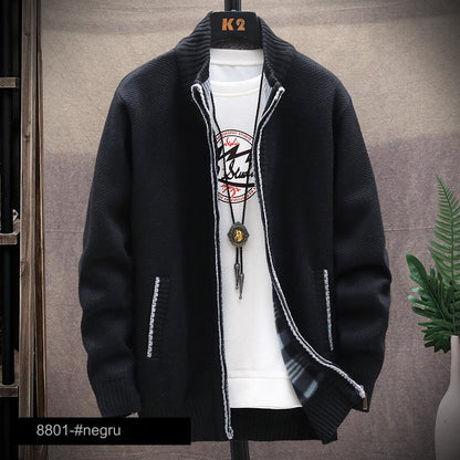 👔【L-4XL】Új őszi és téli darabok bársony kötött kardigánnal és vastag, hozzá illő kabáttal