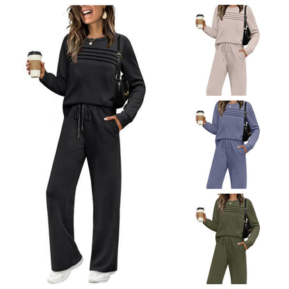 【🥇Izvrsna ponuda】🔥【S-3XL】Ženski modni ležerni sportski set, visokokvalitetna majica dugih rukava od čistog pamuka + hlače - E