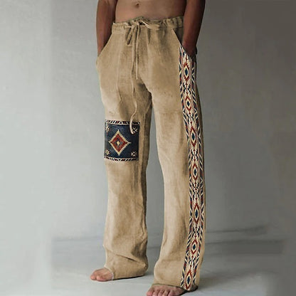 ✨👖【10 színben🌈】【S–6XL】😍 Laza, bő szabású boho stílusú férfi pamut-lenvászon nyári nadrág nagy méretekben