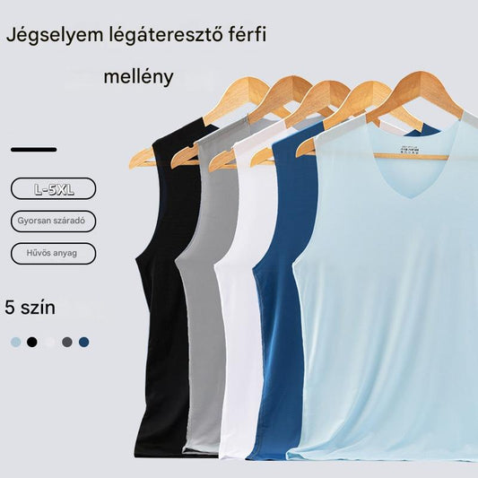 ❄️🆒【Vásárolj 3-at, 2-t kapsz ajándékba – összesen 5 db 🔥】【L–5XL】Nyári férfi varrat nélküli, vékony jégselyem atlétatrikó nagy méretekben