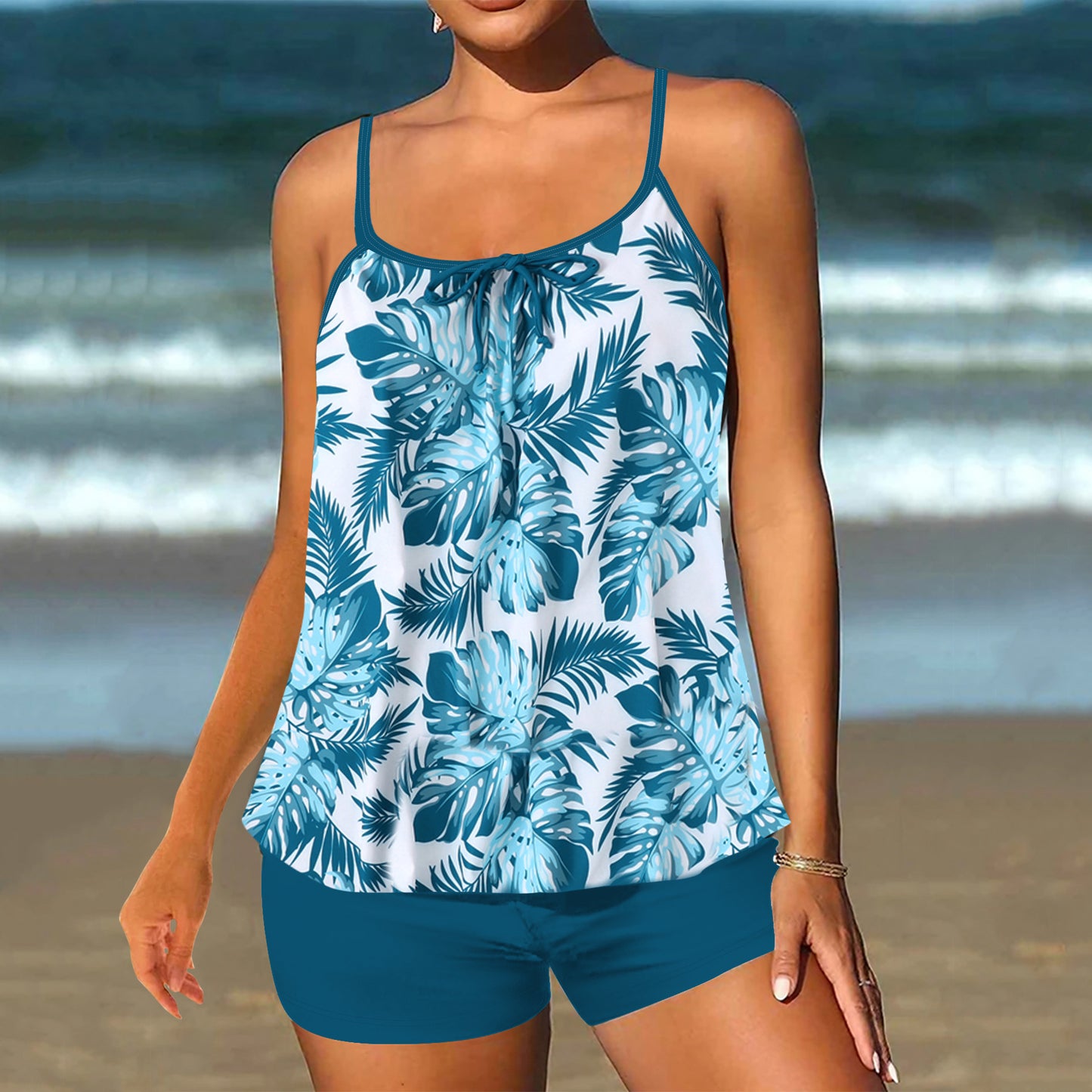 👙 50% отстъпка✨【40-120kg】Нов двукомпонентен бански костюм с висока талия и щампа за жени✅Плащане при доставка ✅2 артикула със 70% отстъпка