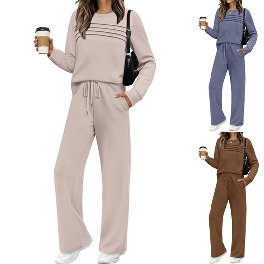 🥇 Świetna oferta🔥【40-120 kg】Damski, modny, sportowy zestaw na co dzień, wysokiej jakości bawełniana koszulka z długim rękawem + spodnie - E ✅️Płatność przy odbiorze