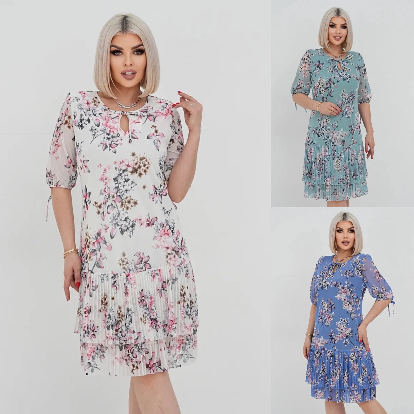 👗❤️【S-5XL】Elegantní a módní krajkové šaty s plisovaným vzorem --3974298