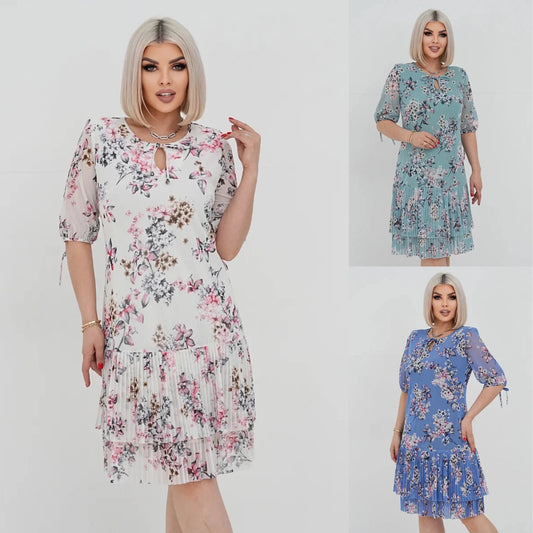 👗❤️【S-5XL】Elegancka i modna koronkowa sukienka z plisowanym wzorem --3974298 