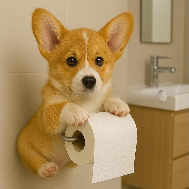 🐕【Купете 1, вземете 1 безплатно 🔥】Държач за тоалетна хартия със сладък модел на кученце ✅️Плащане при доставка