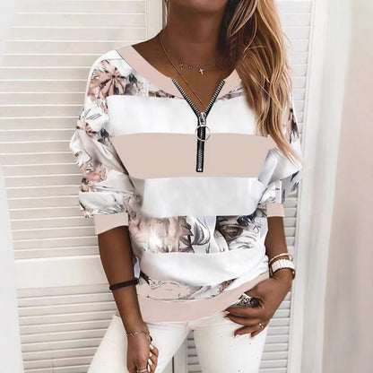 🔥🔥50% popusta🔥【S-5XL】Nova ženska ležerna majica s prugastim printom i patentnim zatvaračem iz 2026. ✅Plaćanje pouzećem