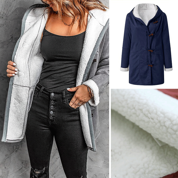 🐏 Sezónní sleva -49% 🔥【S-5XL】Dámský zimní kabát s fleecovou podšívkou a kožíškovým límcem