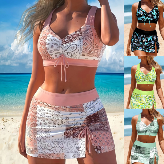 👙【Sleva 50% 🔥】🌺 Třívrstvé dámské bikiny ve větších velikostech – rychleschnoucí, vysoce elastické, s vysokým pasem