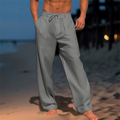 🏖️👖【Nyári akció – 50% kedvezmény 🔥】【S–3XL】😍 Laza férfi lenvászon nadrág nagy méretekben, kényelmes és légáteresztő
