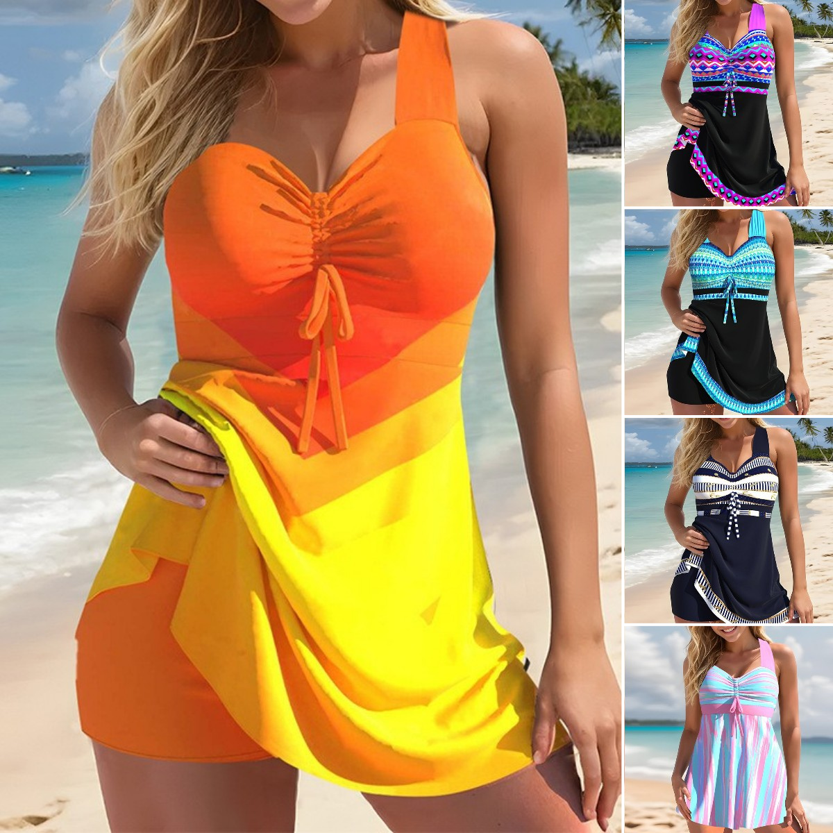 🏖️🌈【Kupte 1 a získejte 1 zdarma 🔥】【S-5XL】✨ 2025 nový styl, velké dámské plavky s potiskem, rychleschnoucí látka