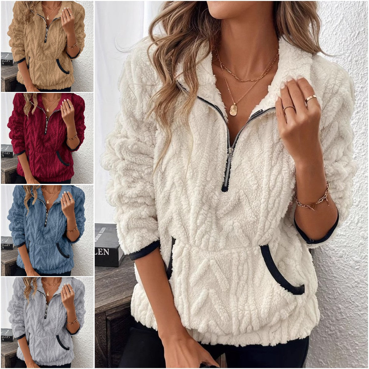 🔥Új, menő akció🔥【S-3XL】Női őszi-téli polár rövid pulóver --4146592