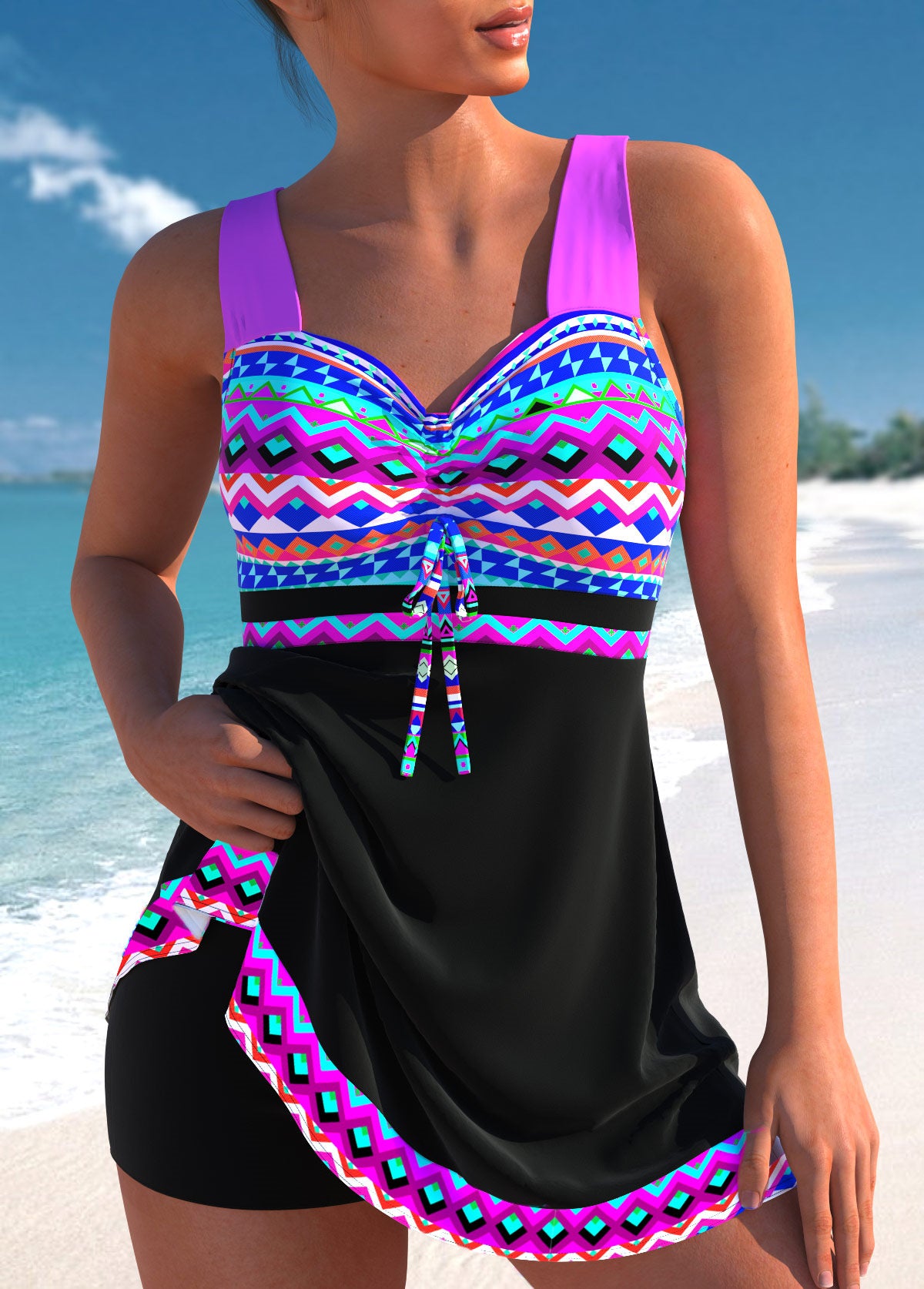 🩱🏖️【50% kedvezmény 🔥】【S-4XL】🌴😍 2025 új, nagyméretű női nyomott mintás fürdőruha, gyorsan száradó anyagból