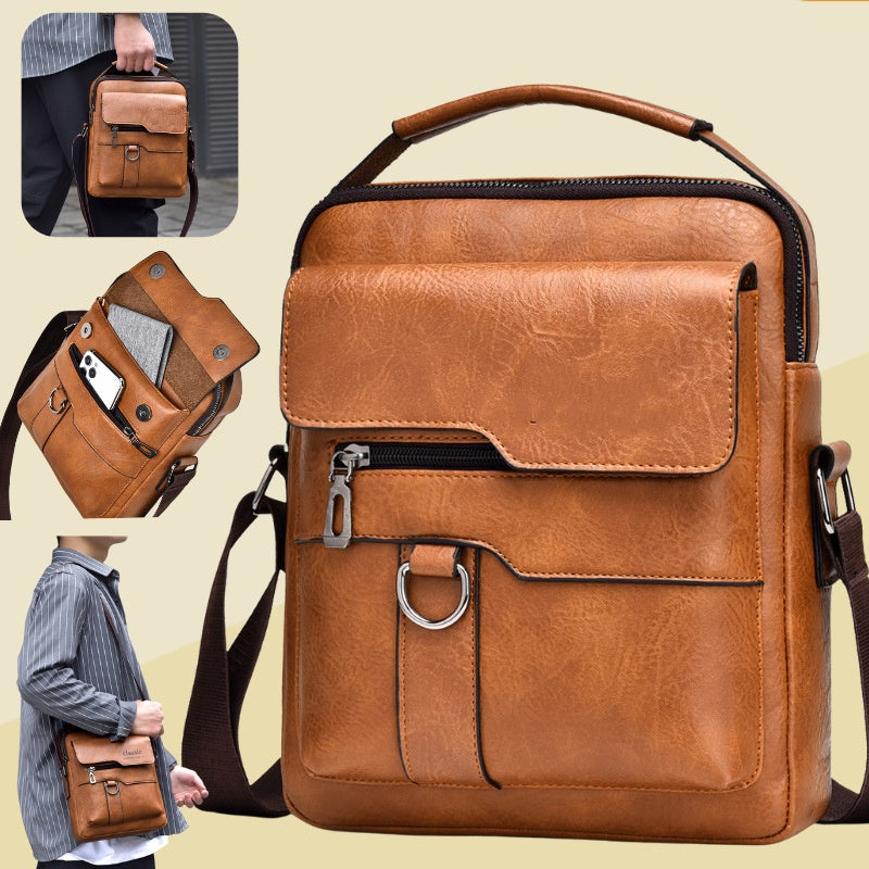 🔥45% отстъпка 👜 Модерна и ежедневна мъжка кожена чанта с голям капацитет ✅️Плащане при доставка