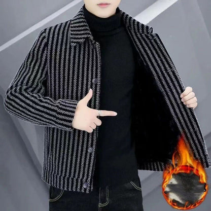 【M-5XL】💙Férfi bársony alkalmi dzseki őszi és téli szezonra, vastag csíkos kialakítással