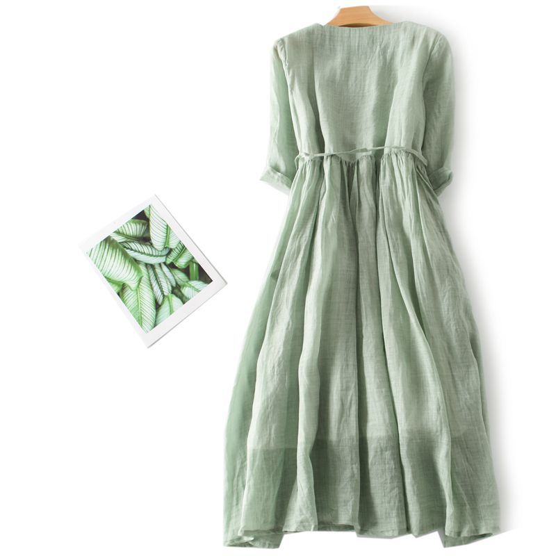 👗👗【XS-XXL】Módní a elegantní dlouhé bavlněné a lněné šaty pro jaro a léto 2025