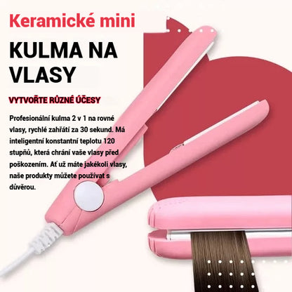 🔥Keramický mini zastřihovač vlasů s negativními ionty – ondulace/rovnání --4087291