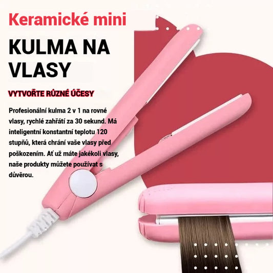 🔥Keramický mini zastřihovač vlasů s negativními ionty – ondulace/rovnání --4087291
