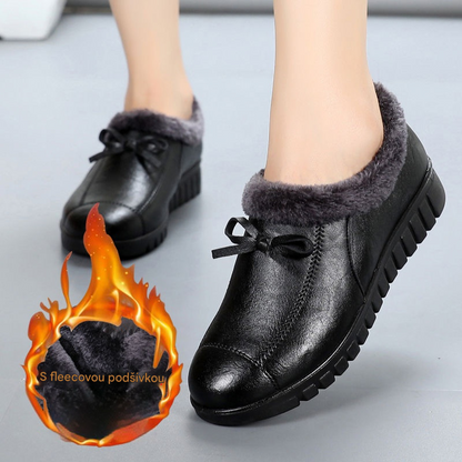 👢Sleva -46% 🔥🔥【35-40】Ležérní ploché boty s mašlí, nepromokavou fleecovou podšívkou z bavlny
