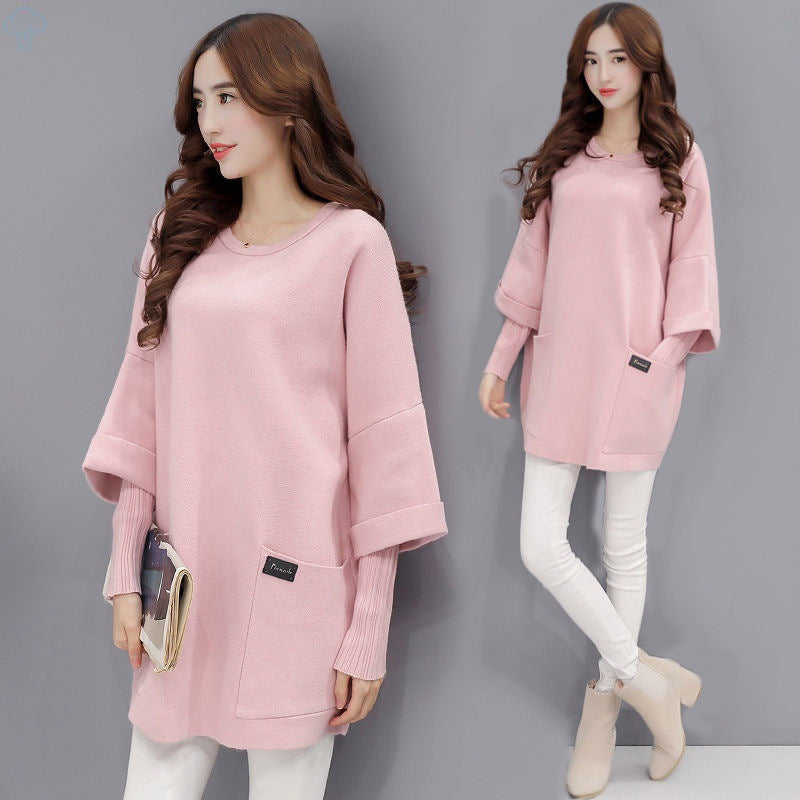 🔥🎁【Kupte 1 a získejte 1 zdarma🔥】Nová podzimní/zimní dámská volná mikina s dlouhým rukávem a kulatým výstřihem