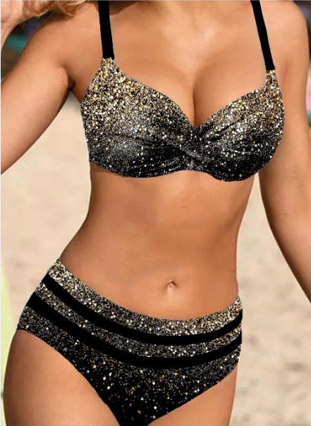 🌊👙【50% zniżki】【S-5XL】💋2025. Nowy kostium kąpielowy bikini w dużym rozmiarze z nadrukiem rozcięć. 