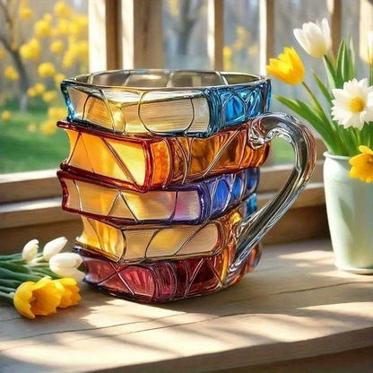 ☕【-50% kedvezmény 🔥】📚3D festett könyv alakú kávésbögr