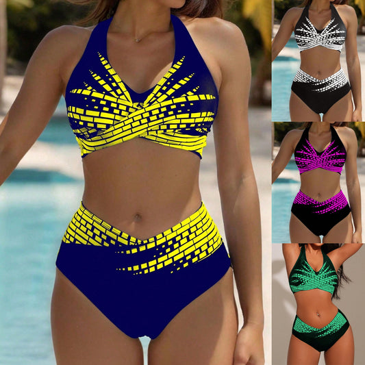 👙【Sleva 50 % 💥】【L–5XL】👉 Dvoudílné bikiny pro ženy ve větších velikostech ✅ Vysoký pas ✅ Vysoká elasticita