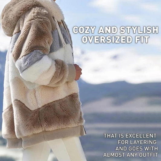 ☃️Limitovaná sleva 39%❄️[S-5XL] Dámská bunda 2025 s kontrastními pruhy z hustého plyše