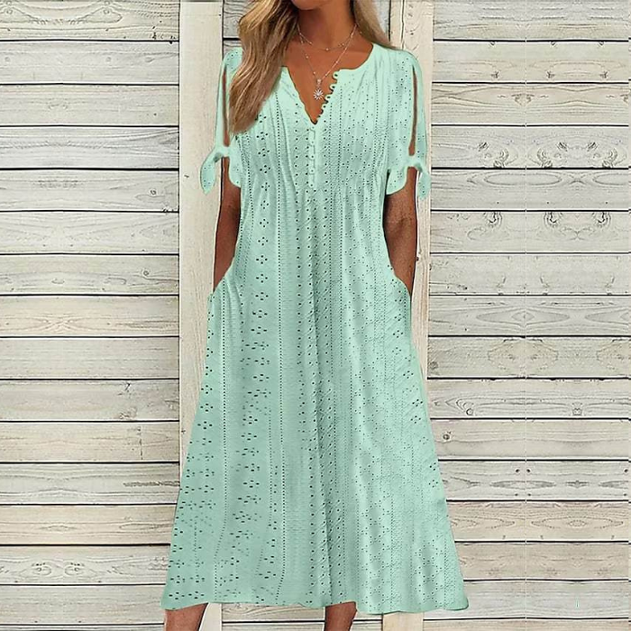 💋 Най-продаван🏆【40-120kg】Семпла дамска рокля с големи размери в едноцветен крой, свободна и ежедневна ✅️ Плащане при доставка ✅️2 артикула със 70% отстъпка