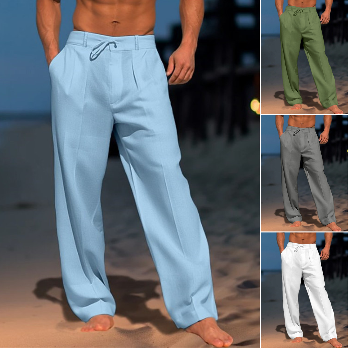 🏖️👖【Nyári akció – 50% kedvezmény 🔥】【S–3XL】😍 Laza férfi lenvászon nadrág nagy méretekben, kényelmes és légáteresztő