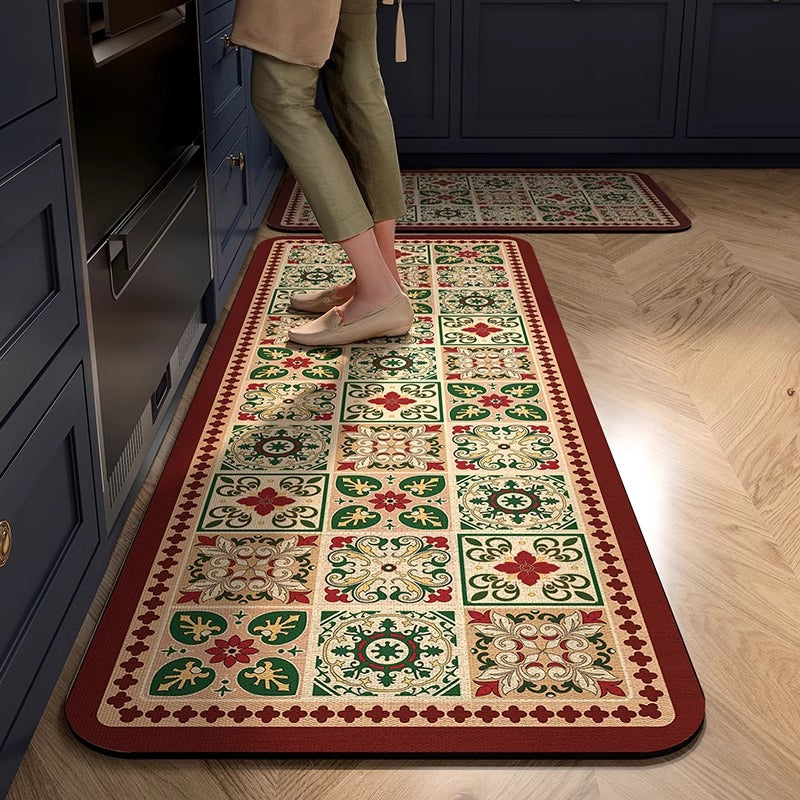 💥【Kupte 1 a dostanete 1 zdarma】【40*60+40*120cm】Kuchyňský a koupelnový protiskluzový koberec absorbuje vodu a rychle schne